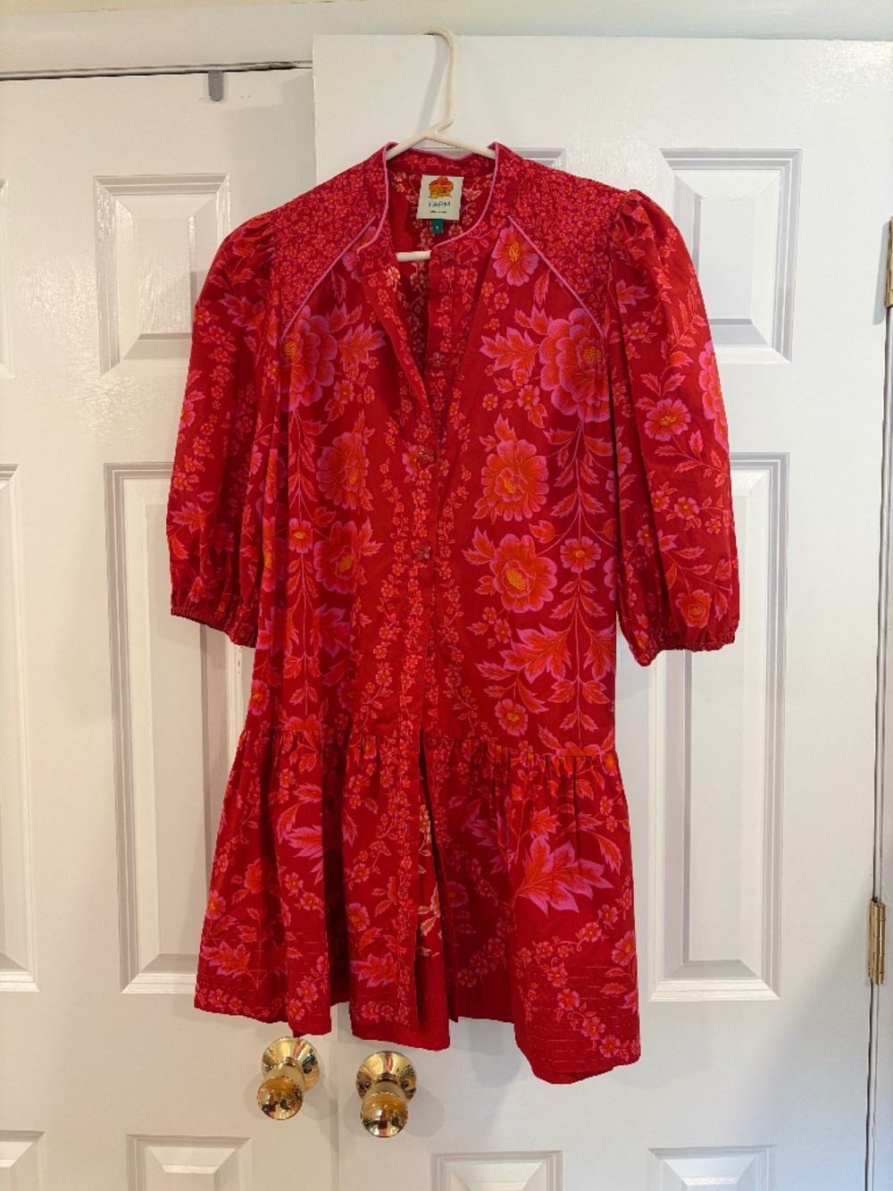 Farm Rio Red Floral Print Mini Dress - Picture 1 of 2